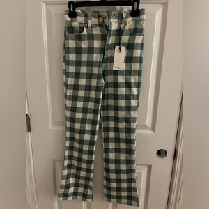 Green and White Plaid Wrangler Jeans